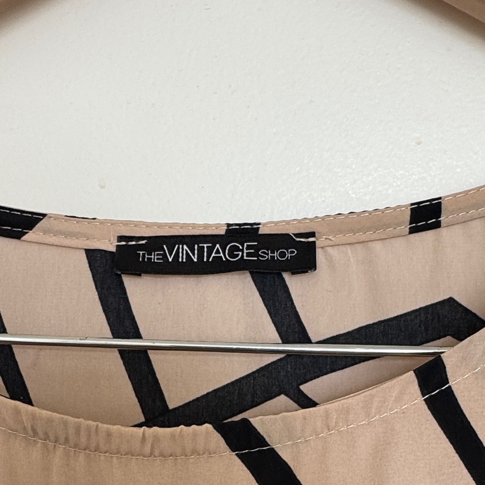 The Vintage Shop Beige and Black Geometric Mini Dress - Picture 2 of 3